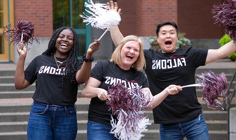 SPU students celebrate with pom-poms